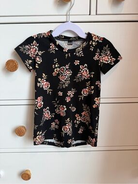 Girls' Black Floral Short-Sleeve tunique 12-24M